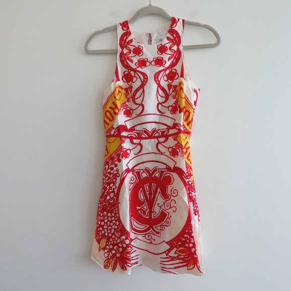 ALICE MCCALL Red White Baroque Print Fit & Flare Mini Dress - Size US 2 - Picture 3 of 16